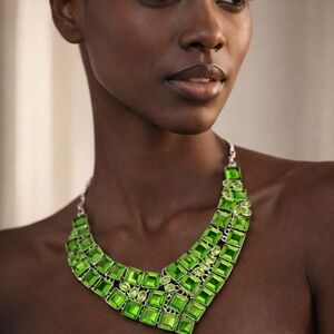 Peridot and Sterling Silver Statement Necklace